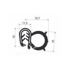 U-profil s bočným tesnením 11,5×16 mm EPDM s kovom